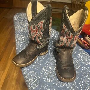 Old West Kids Black and Red Boots